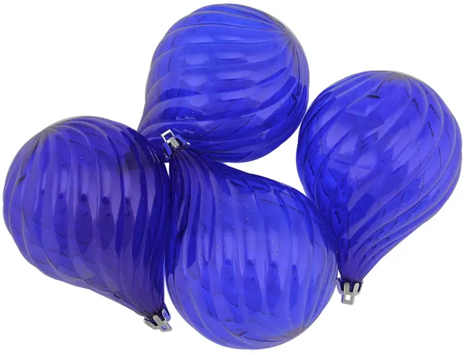 4ct Lavish Blue Transparent Finial Drop Shatterproof Christmas Ornaments 4.5"