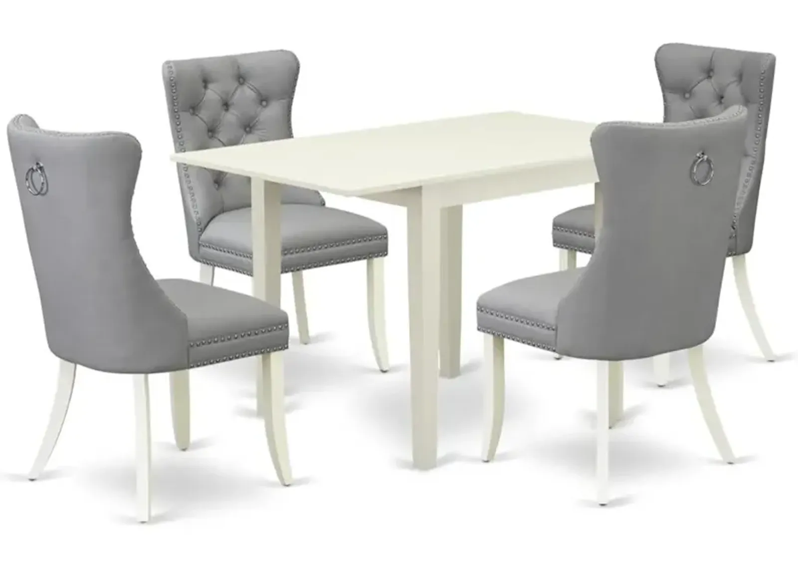 5 Piece Kitchen Set Consists of a Rectangle Dining Table with Dropleaf