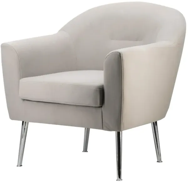 30 Inch Modern Accent Sofa chair, Curved, Ivory Fabric Upholstery - Benzara