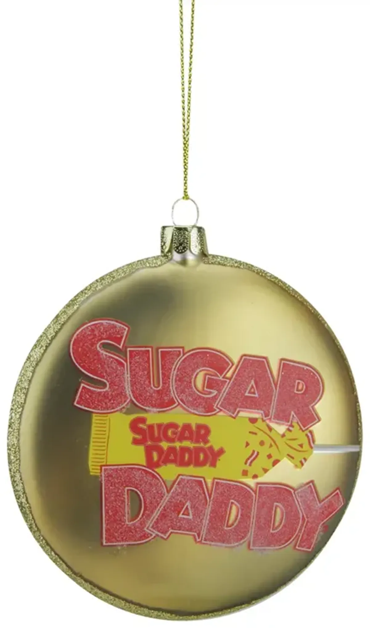 4" Gold and Red "Sugar Daddy" Milk Caramel Lollipop Christmas Disc Ornament