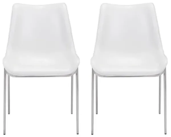Set of 2 Upholstered Faux Leather Open Back Dining Side Chairs for Kitchen or Dining