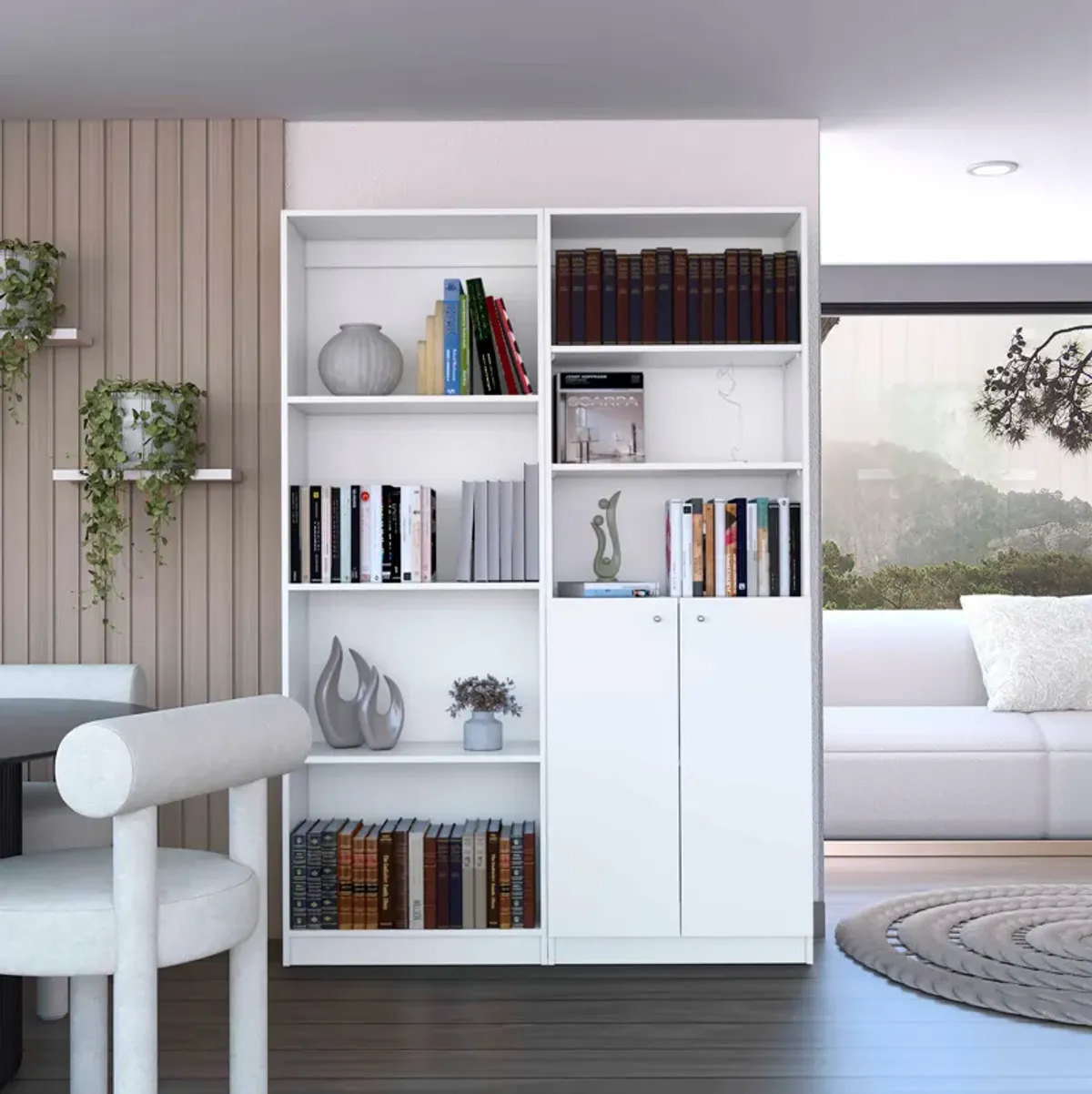 Veta 2 Piece Living Room Set with 2 Bookcases, White