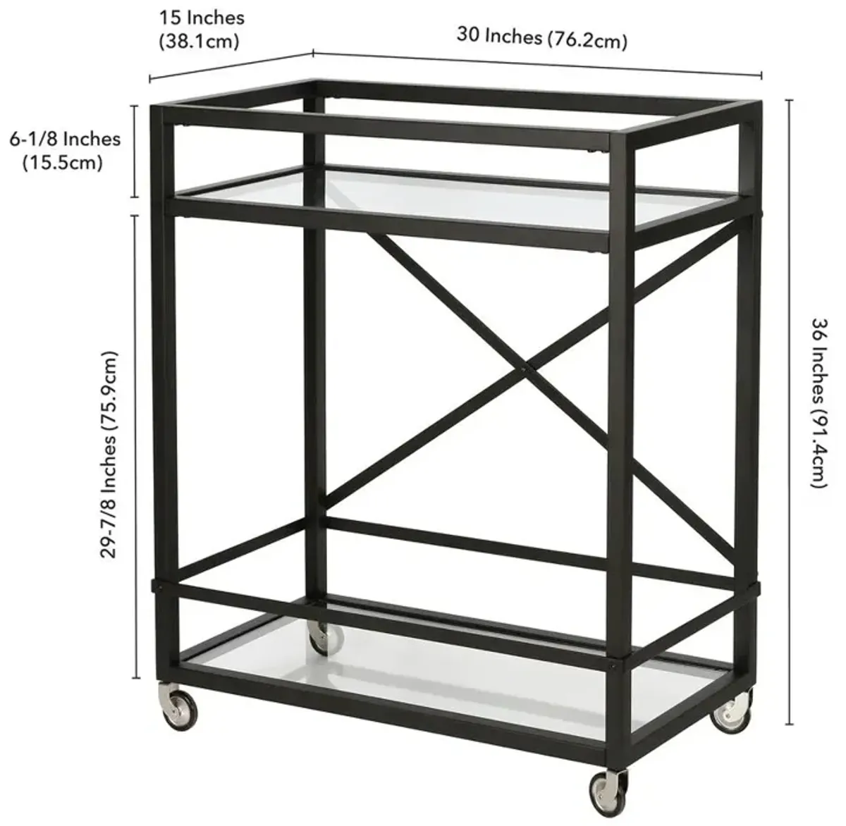 Hudson&Canal Wilson 30'' Wide Rectangular Bar Cart in Blackened Bronze