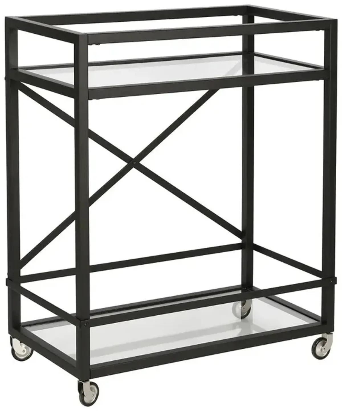 Hudson&Canal Wilson 30'' Wide Rectangular Bar Cart in Blackened Bronze