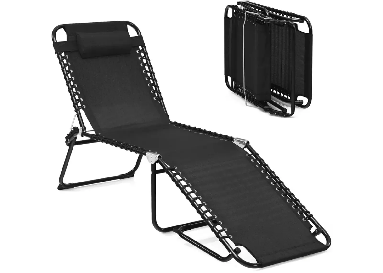 Folding Heightening Design Beach Lounge Chair with Pillow for Patio