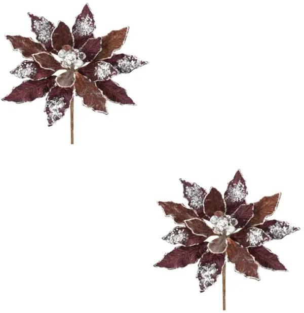 Set of 2 Poinsettia Stems for Holiday Decorations and Floral Arrangements