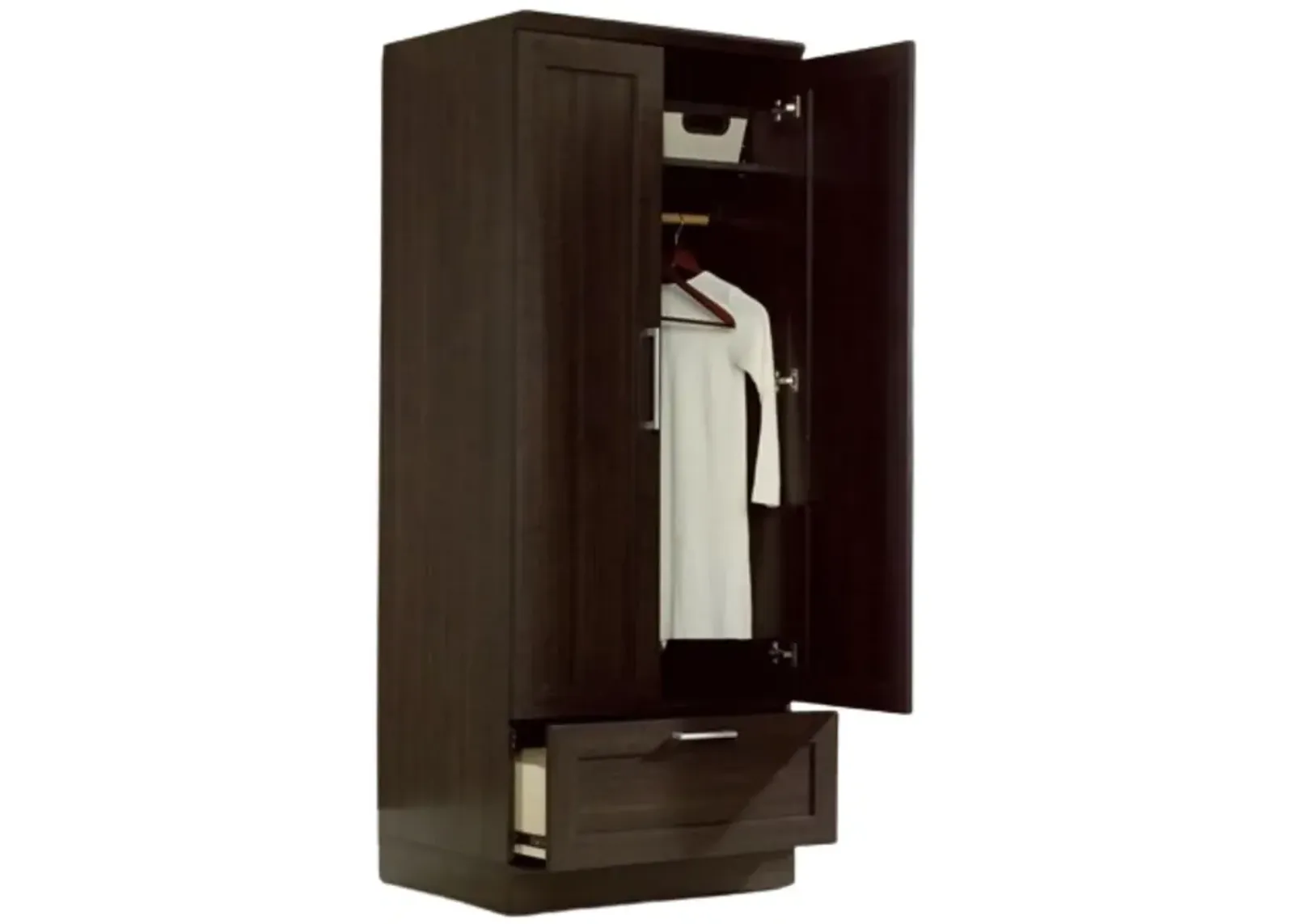 Hivvago Bedroom Wardrobe Armoire Cabinet in Dark Brown Oak Wood Finish