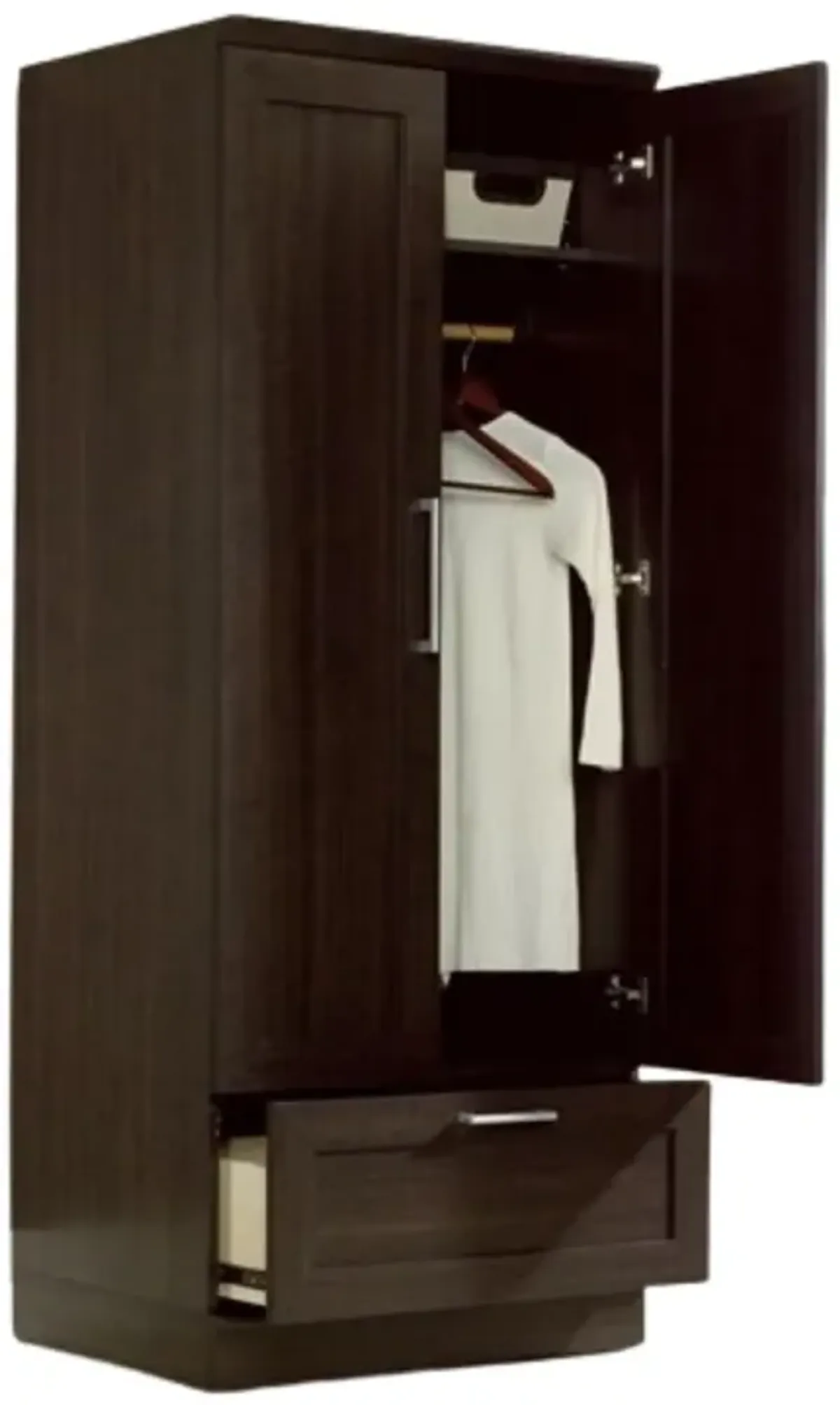 Hivvago Bedroom Wardrobe Armoire Cabinet in Dark Brown Oak Wood Finish