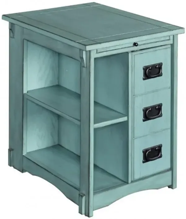 Linon Parnell Wood Side Table in Teal Blue