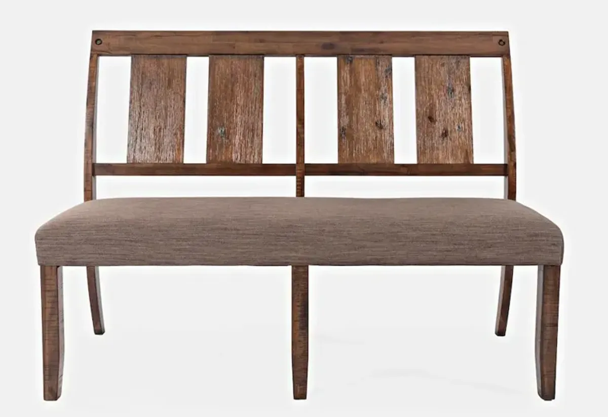 Jofran Mission Viejo Distressed Upholstered Dining Bench