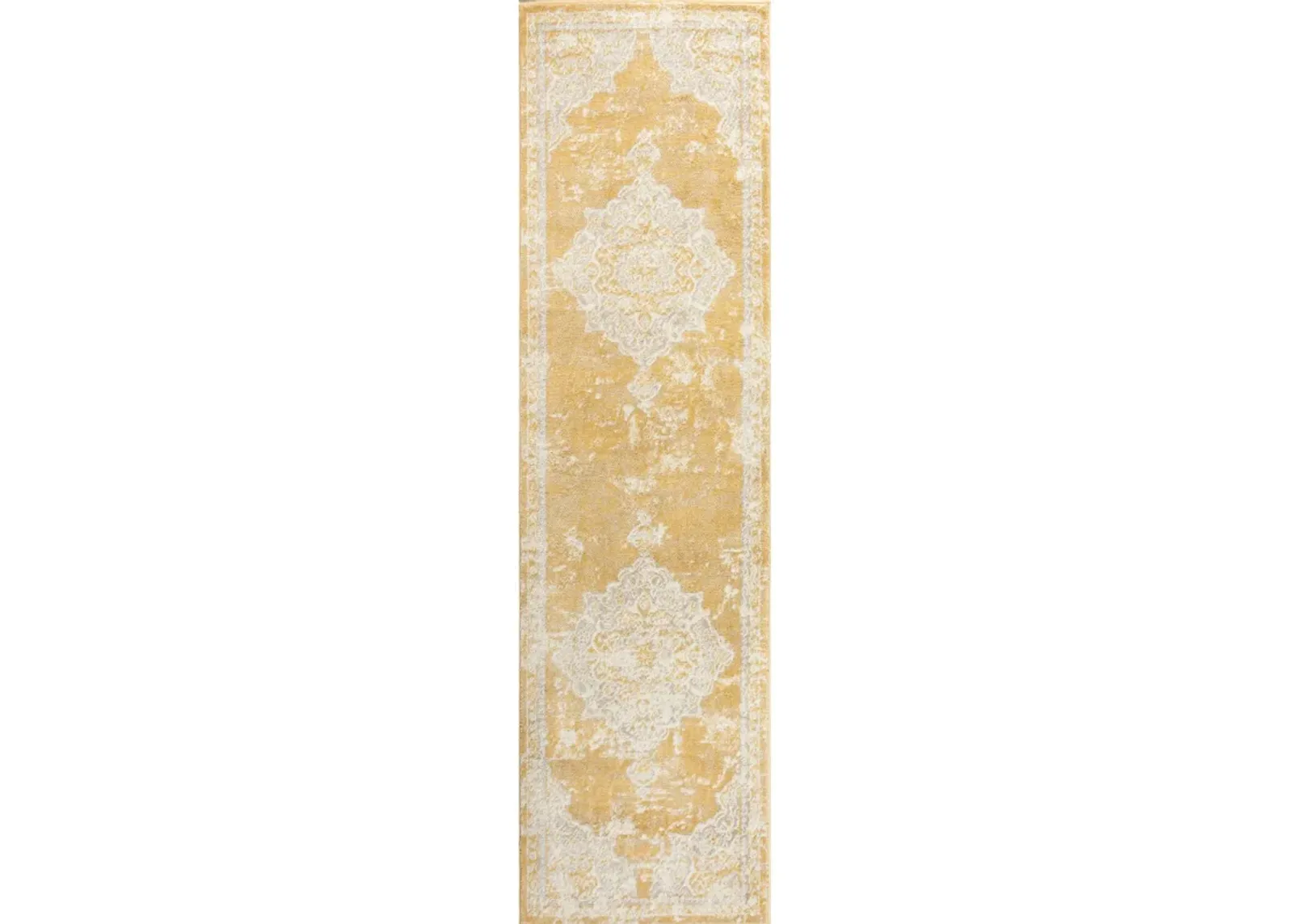 Alhambra Ornate Medallion Modern Yellow/Cream 2 ft. x 8 ft. Runner Rug