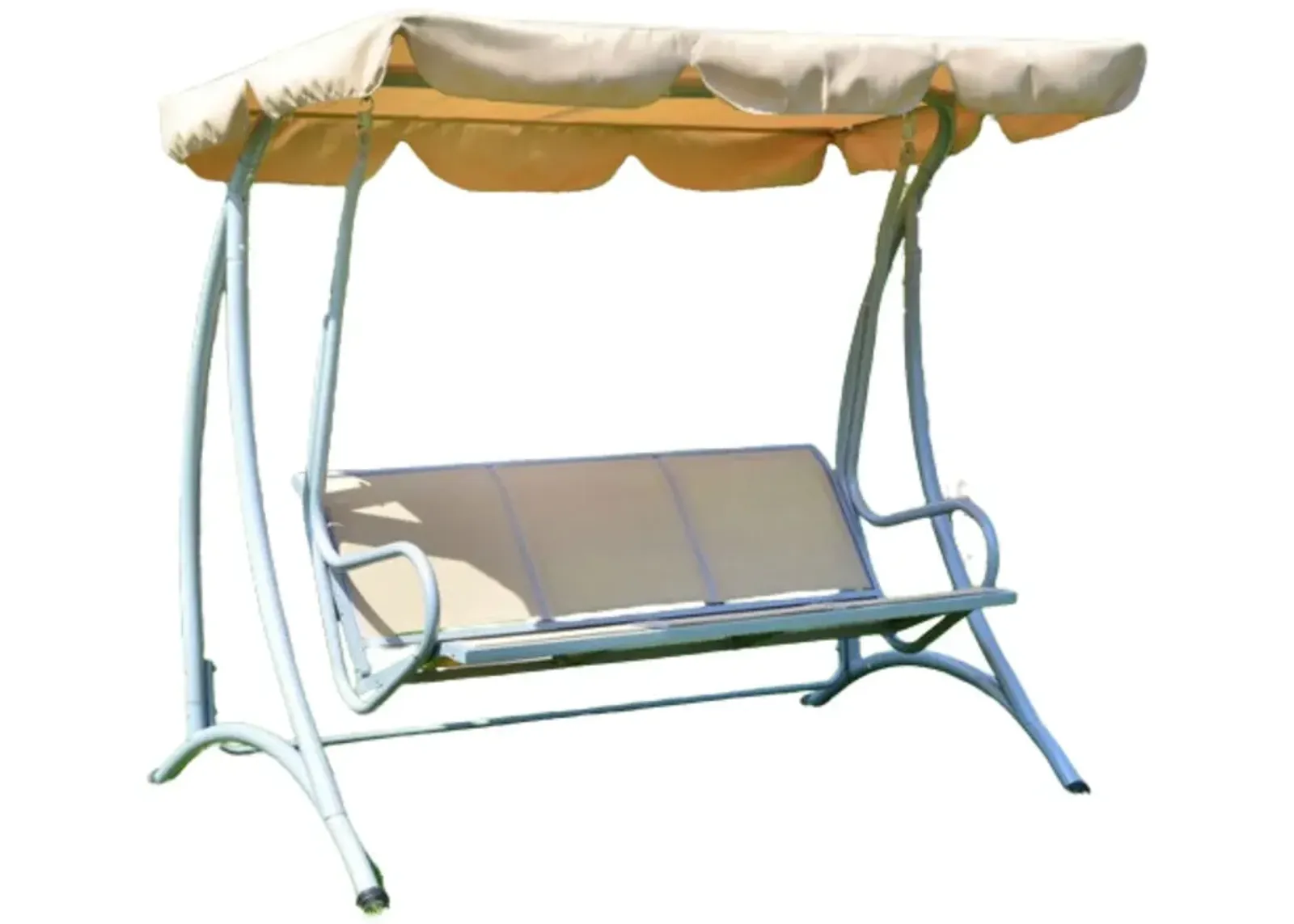 Hivvago Sturdy 3-Person Outdoor Patio Porch Canopy Swing in Sand Color