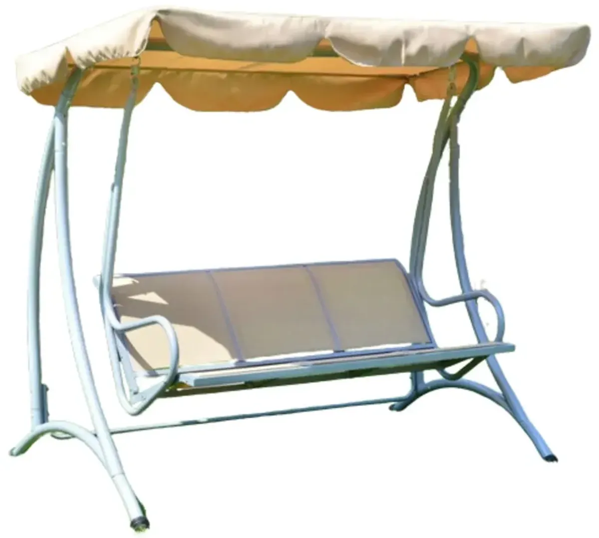 Hivvago Sturdy 3-Person Outdoor Patio Porch Canopy Swing in Sand Color