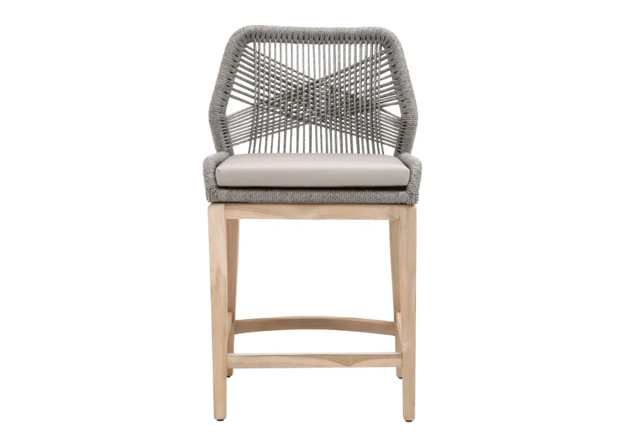 Loom Outdoor Counter Stool in Platinum