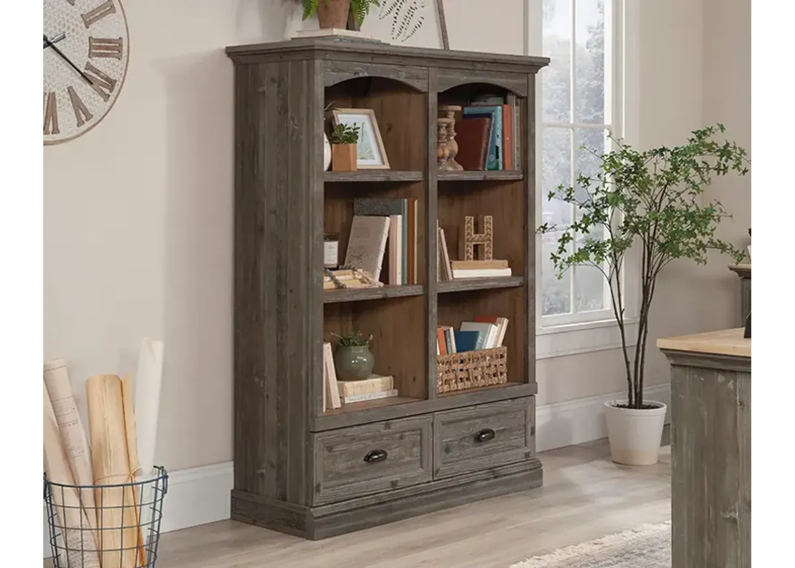 Sonnet Springs 6-Shelf Bookcase with Drawers