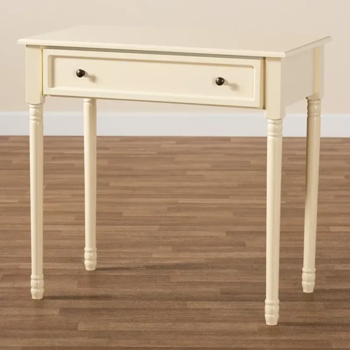 Mahler Classic and Traditional White Finished Wood 1-Drawer Console Table