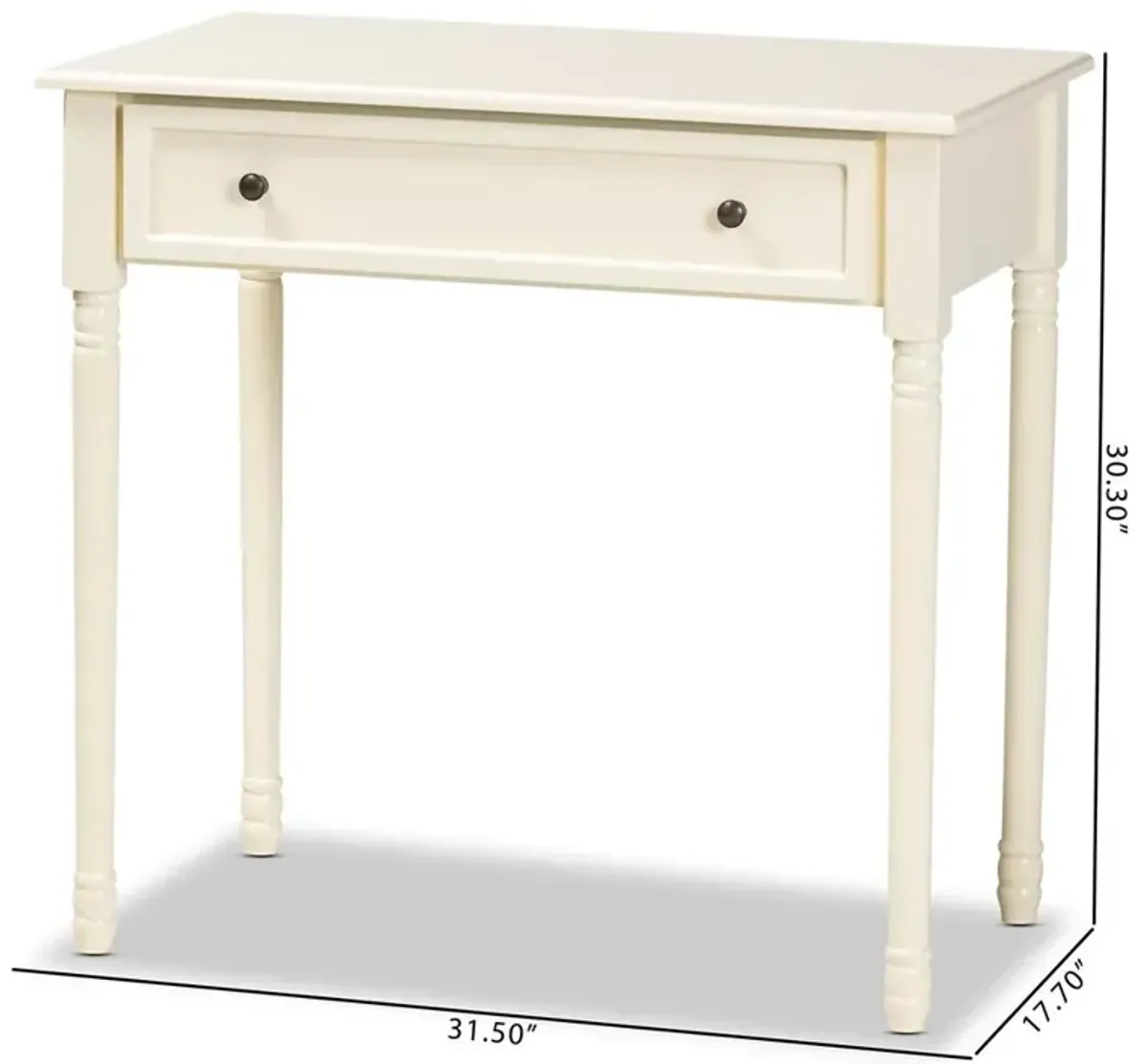 Mahler Classic and Traditional White Finished Wood 1-Drawer Console Table