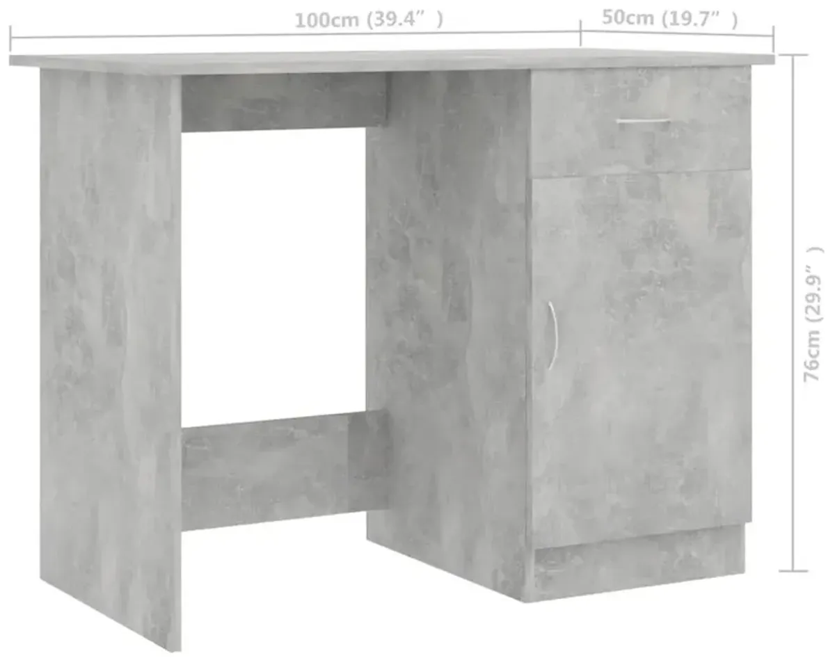 vidaXL Desk Concrete Gray 39.4"x19.7"x29.9" Chipboard