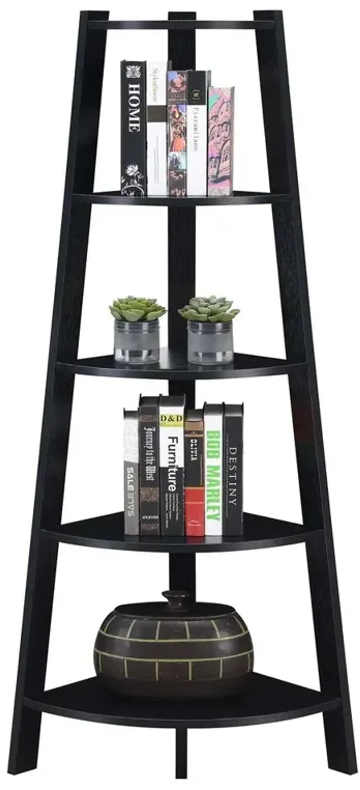 Convenience Concepts Newport 5 Tier Wide Corner Bookcase, Black