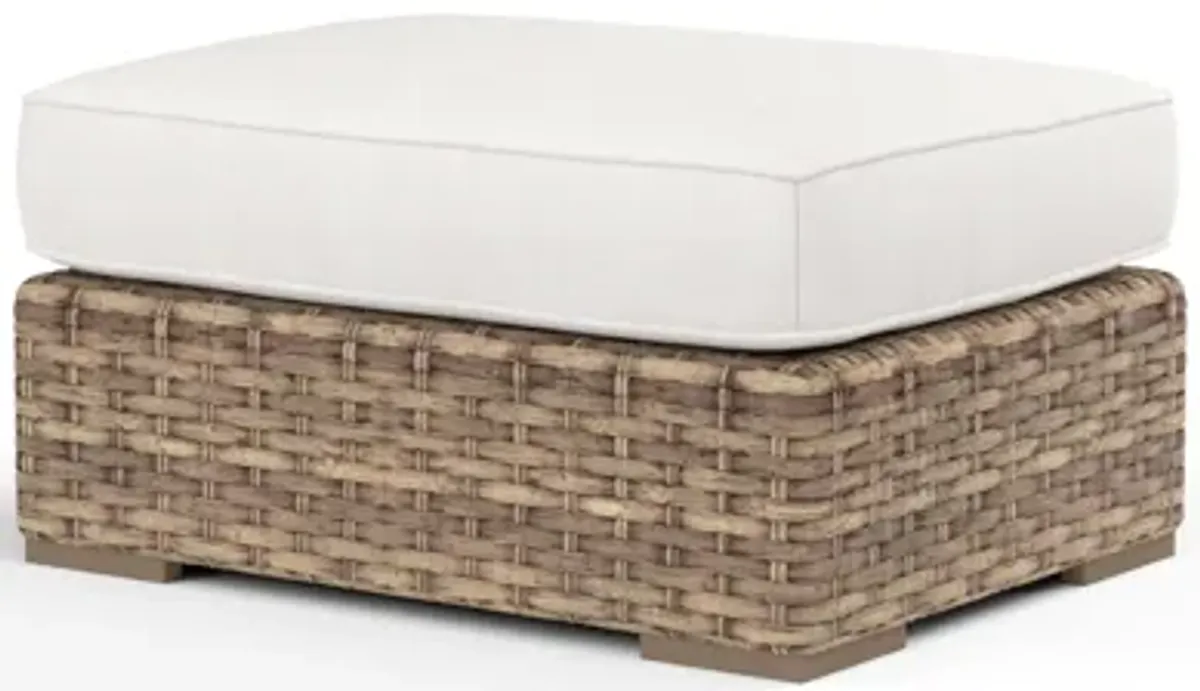 Havana Ottoman in Canvas Flax w/ Self Welt