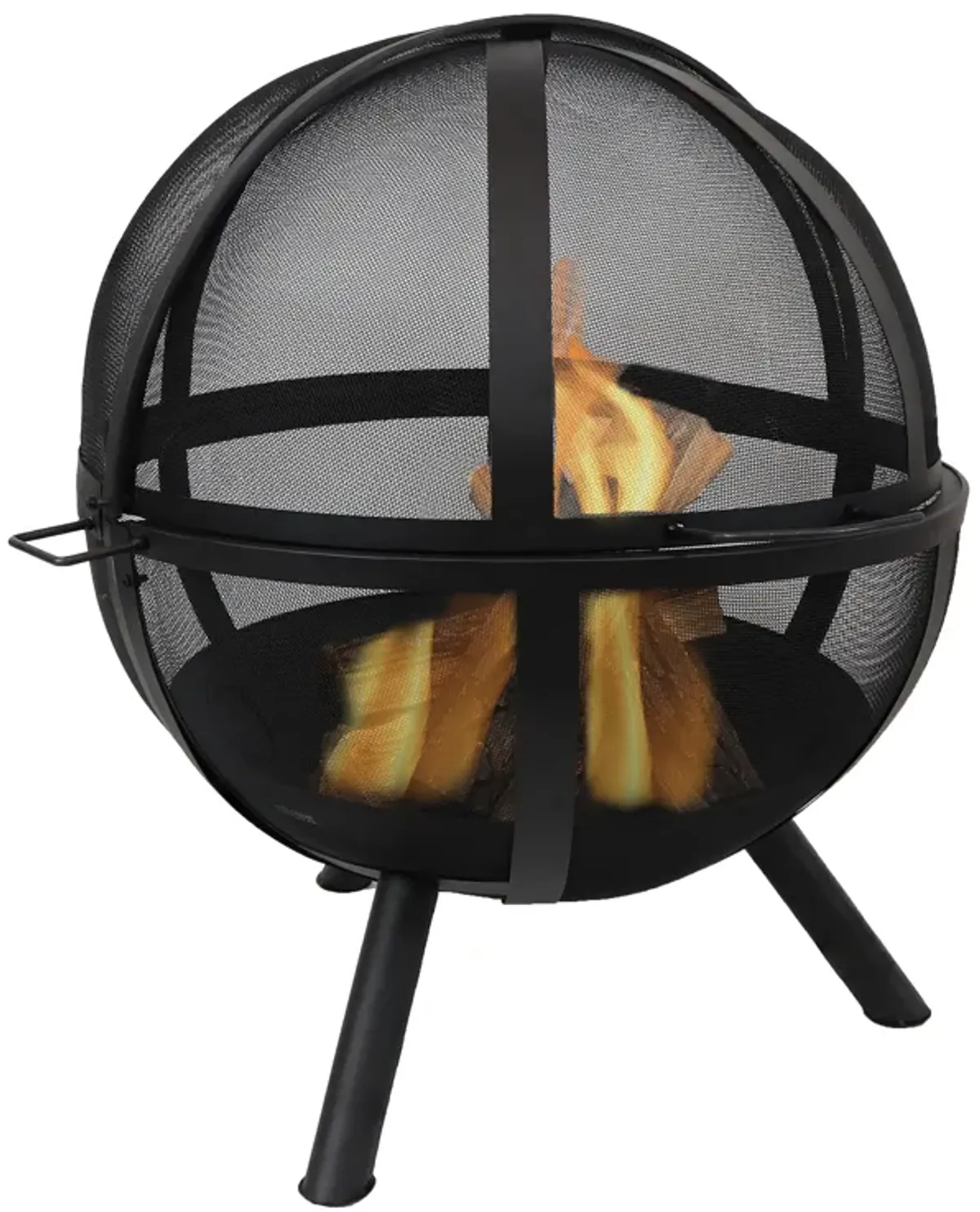 Sunnydaze Flaming Ball Wood-Burning Fire Pit with Poker - 30 in - Black