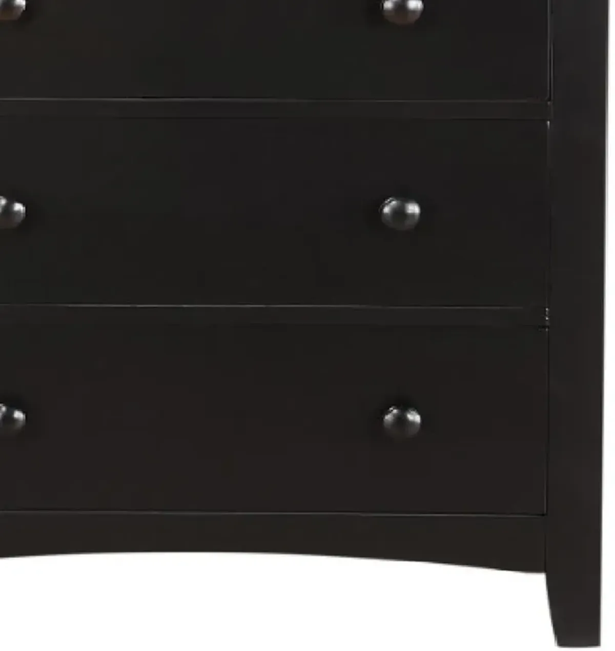 Pine Wood With Varied Size 5 Drawer Chest, Black-Benzara