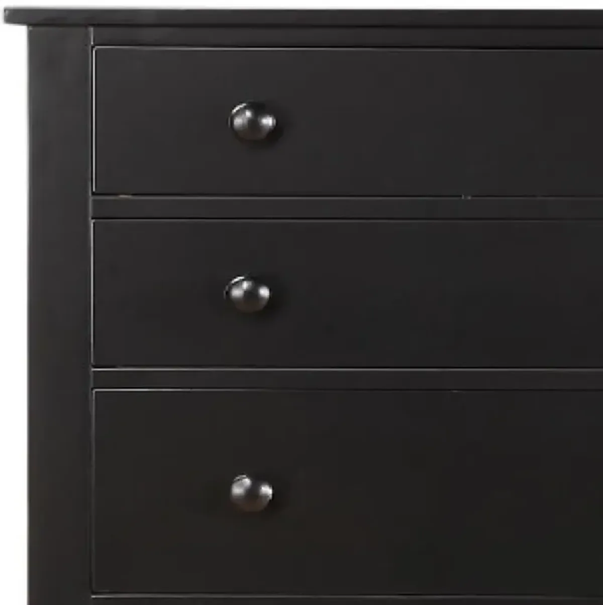 Pine Wood With Varied Size 5 Drawer Chest, Black-Benzara