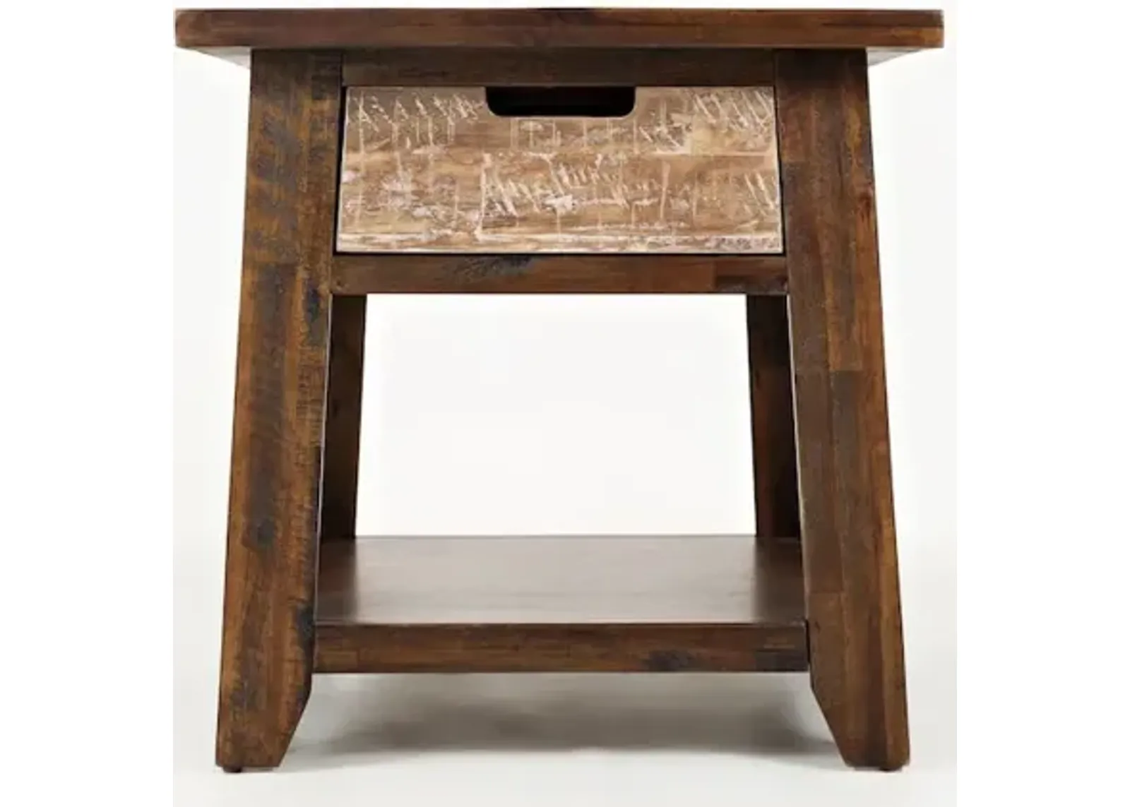 Jofran Painted Canyon Rustic Solid Acacia  End Table