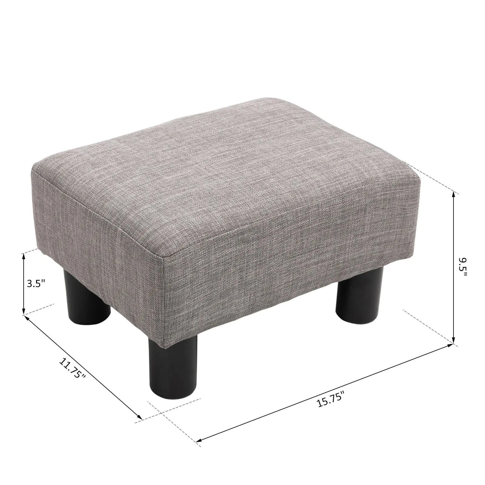 16" Cube Modern Linen Fabric Pouf Footrest Ottoman - Grey