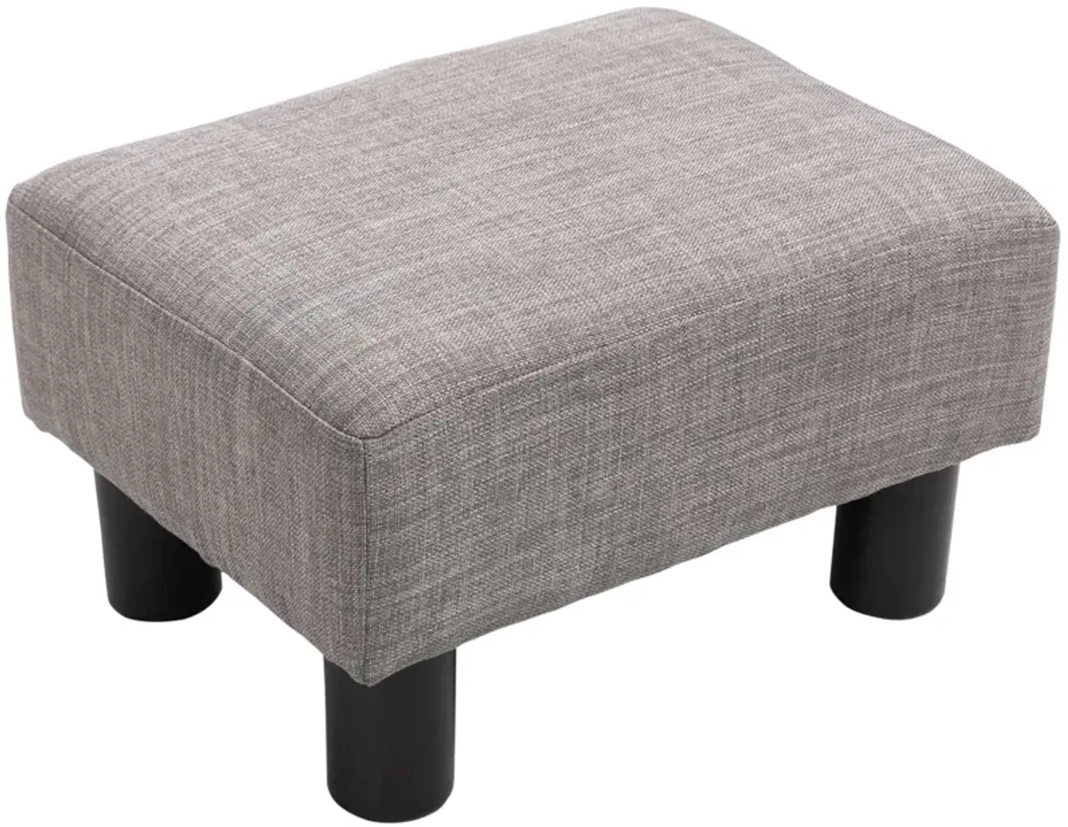 Gray Versatile Seat: 16" Linen Fabric Ottoman Cube Footrest