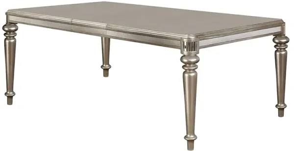 Rectangular Bling Wooden Dining Table, Metallic Silver - Benzara