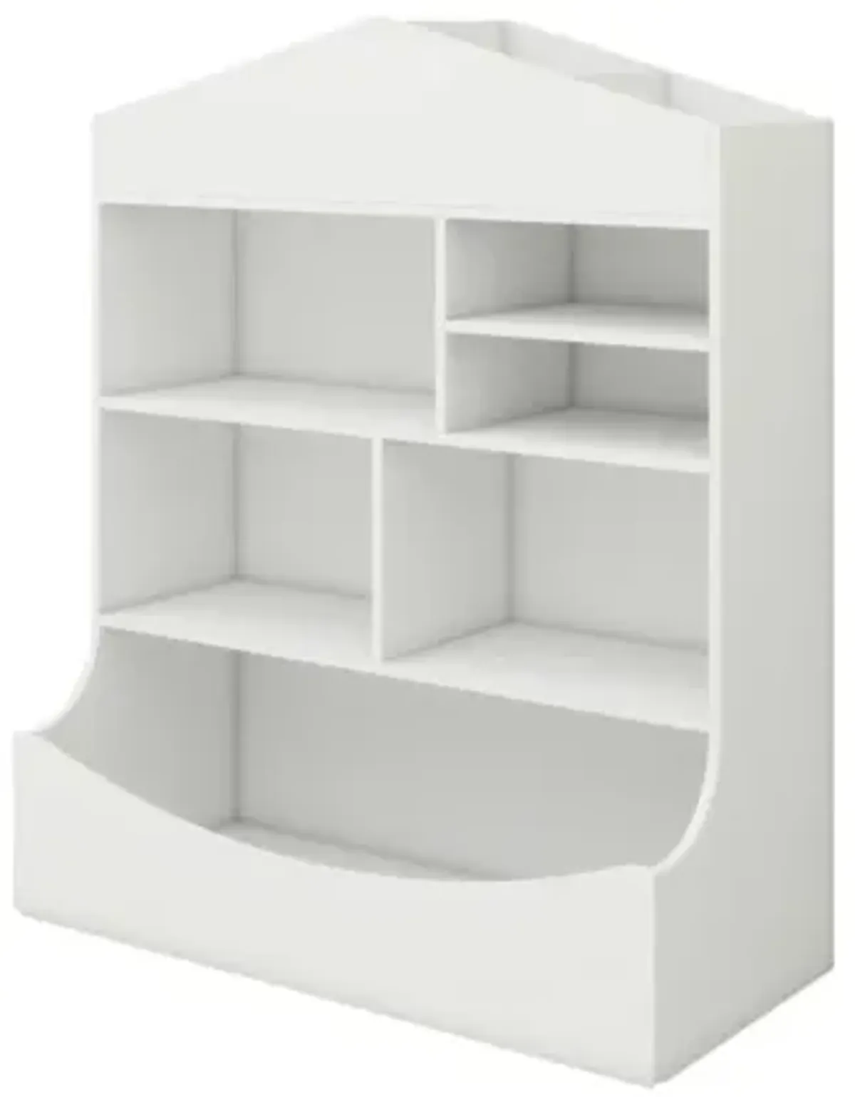 Multi-Functional Children's Bookcase in White, 7 Shelf Display Organizer