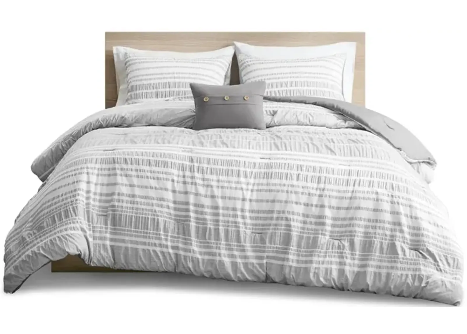 Gracie Mills Endellion Striped Comforter Set with Ruched Pattern