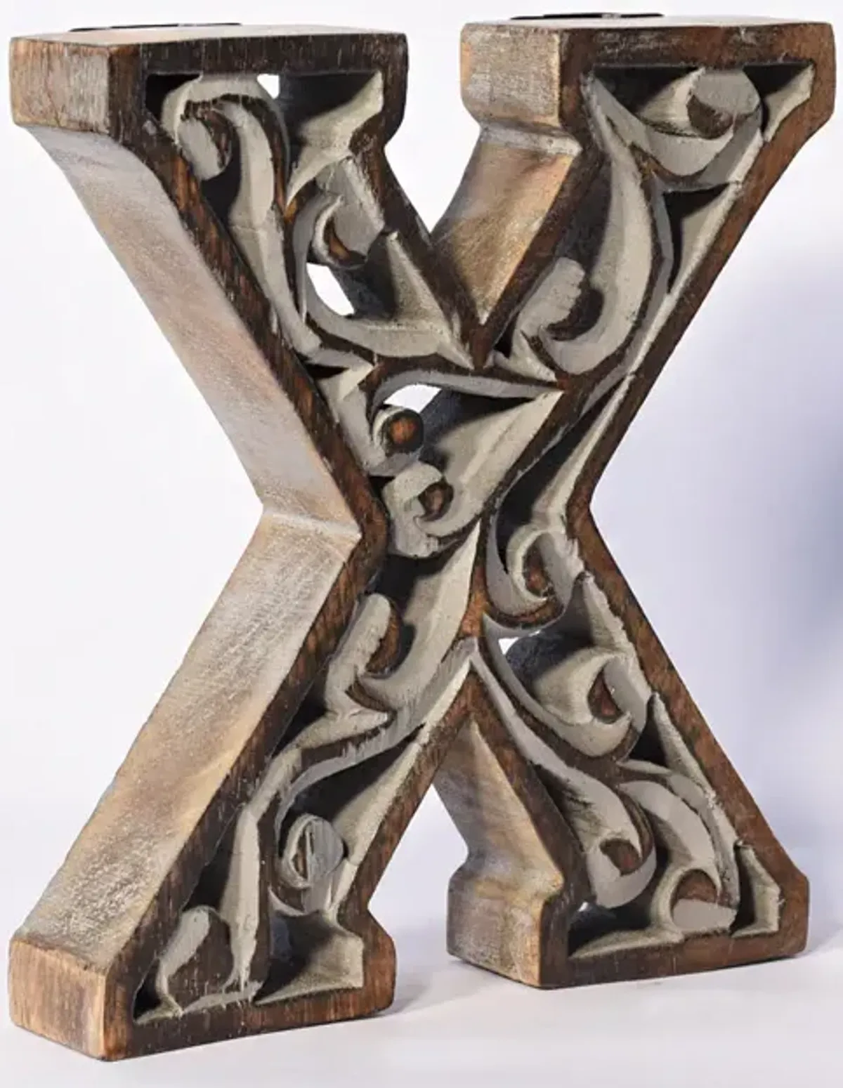 Vintage Gray Handmade Eco-Friendly "X" Alphabet Letter Block For Wall Mount & Table Top D�cor