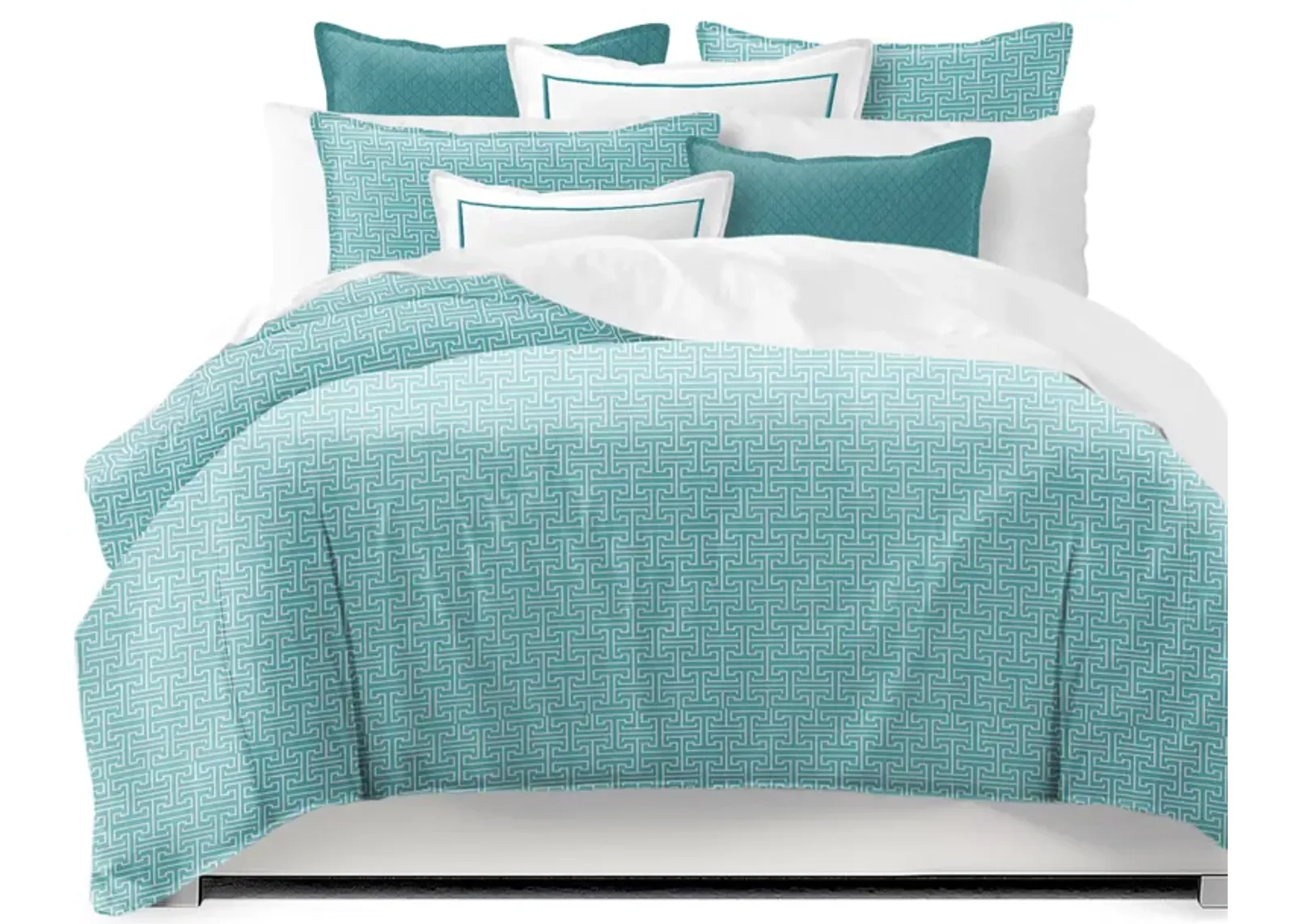 6ix Tailors Fine Linens Bishop Turquoise Coverlet Set