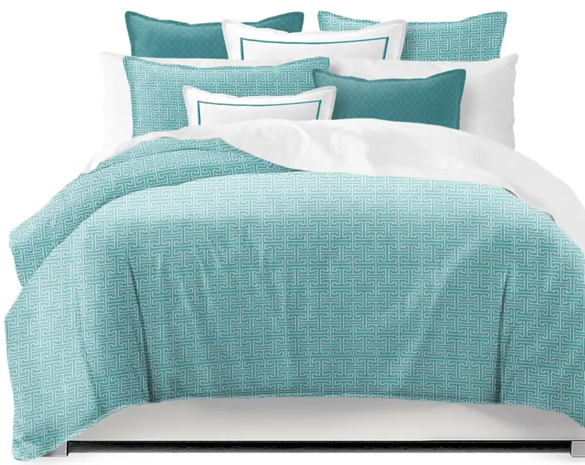 6ix Tailors Fine Linens Bishop Turquoise Coverlet Set