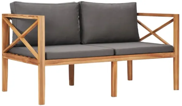 vidaXL Patio Bench with Dark Gray Cushions Solid Teak Wood