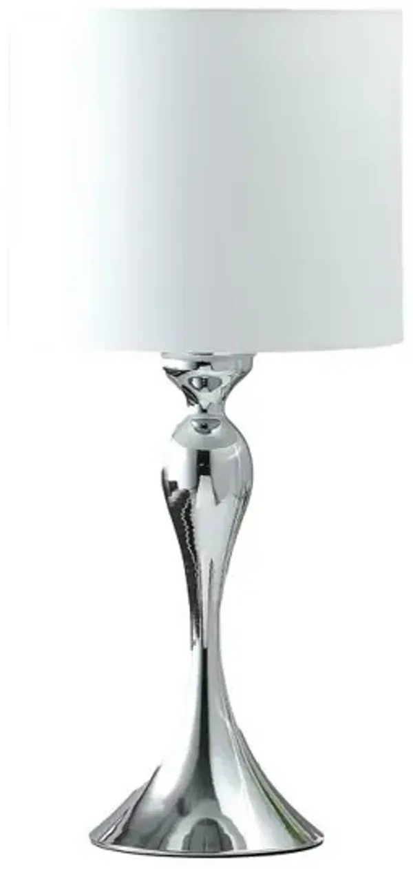Hivvago 25" Silver Sleek Table Lamp With Off White Drum Shade