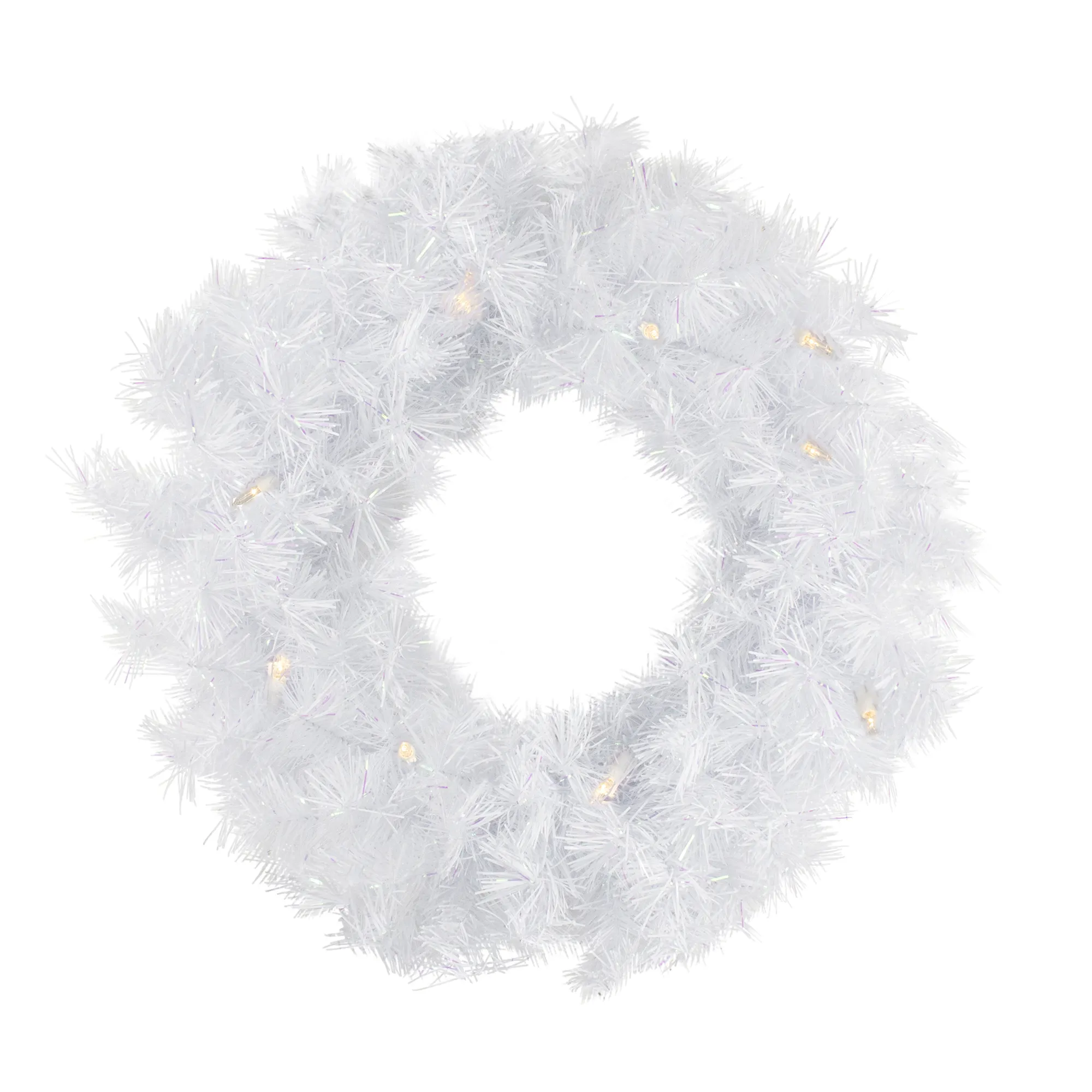 Pre-Lit White Alaskan Pine Artificial Christmas Wreath  48-Inch  Warm White LED  Lights