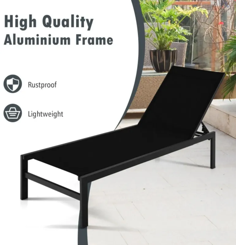 Chaise Lounge Chairs with Rustproof Aluminium Frame