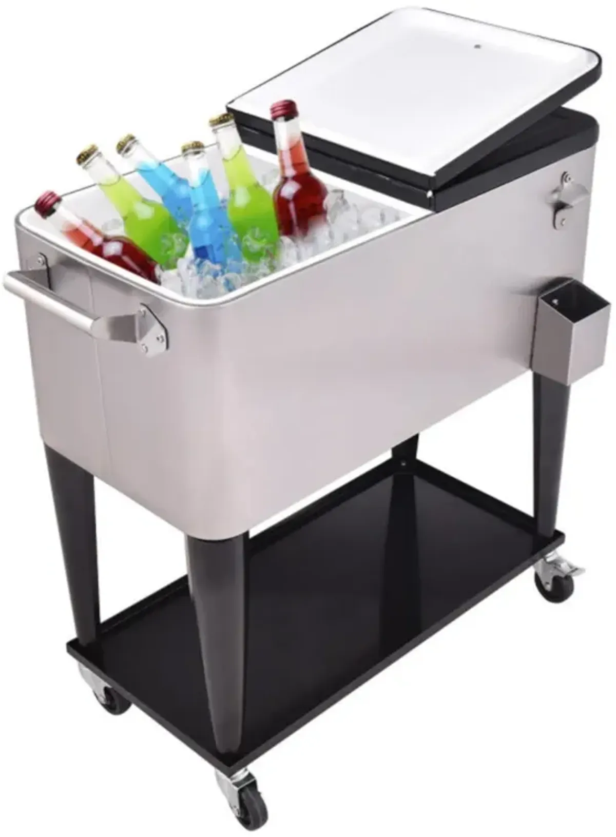 Hivvago 80 Quart Patio Rolling Stainless Steel Ice Beverage Cooler