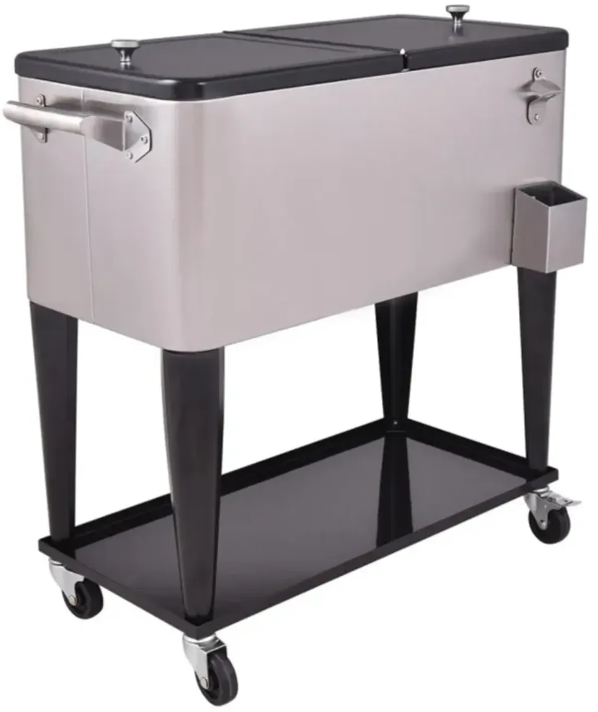 Hivvago 80 Quart Patio Rolling Stainless Steel Ice Beverage Cooler