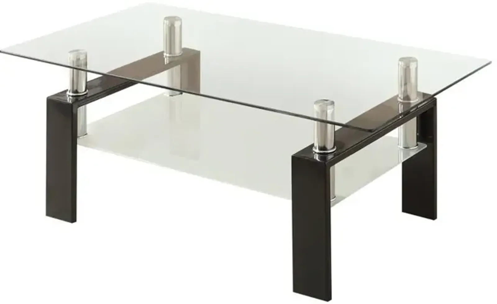 Dyer Tempered Glass Coffee Table with Shelf Black