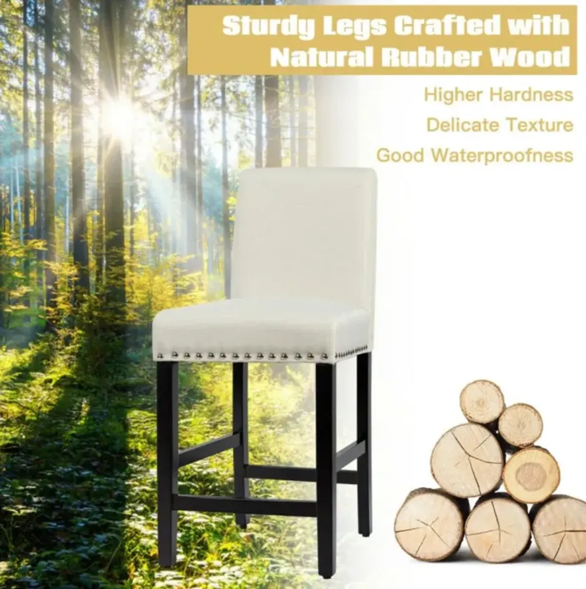 Hivvago 25 Inch Kitchen Chairs with Rubber Wood Legs