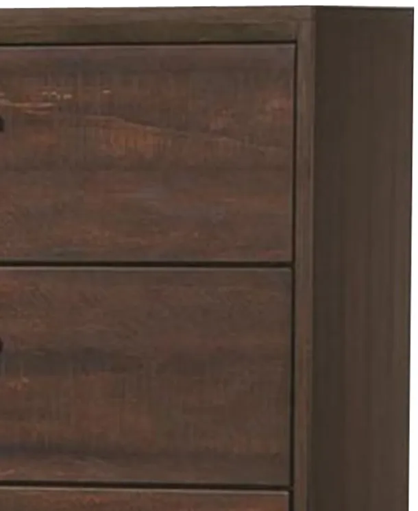 Wooden Chest with Five Drawers and Block Legs Support, Dark Brown-Benzara