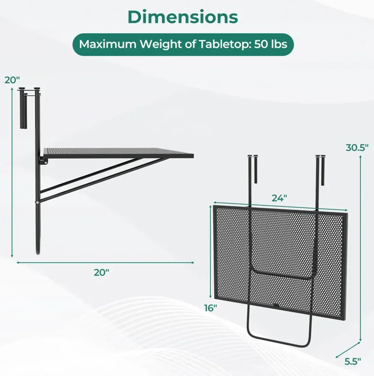 Outdoor Folding Hanging Table with Metal Frame