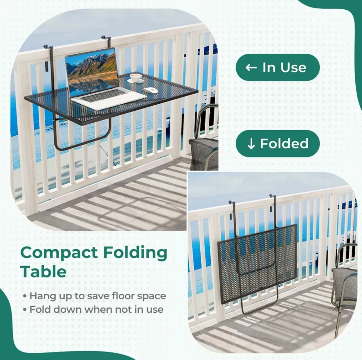 Outdoor Folding Hanging Table with Metal Frame