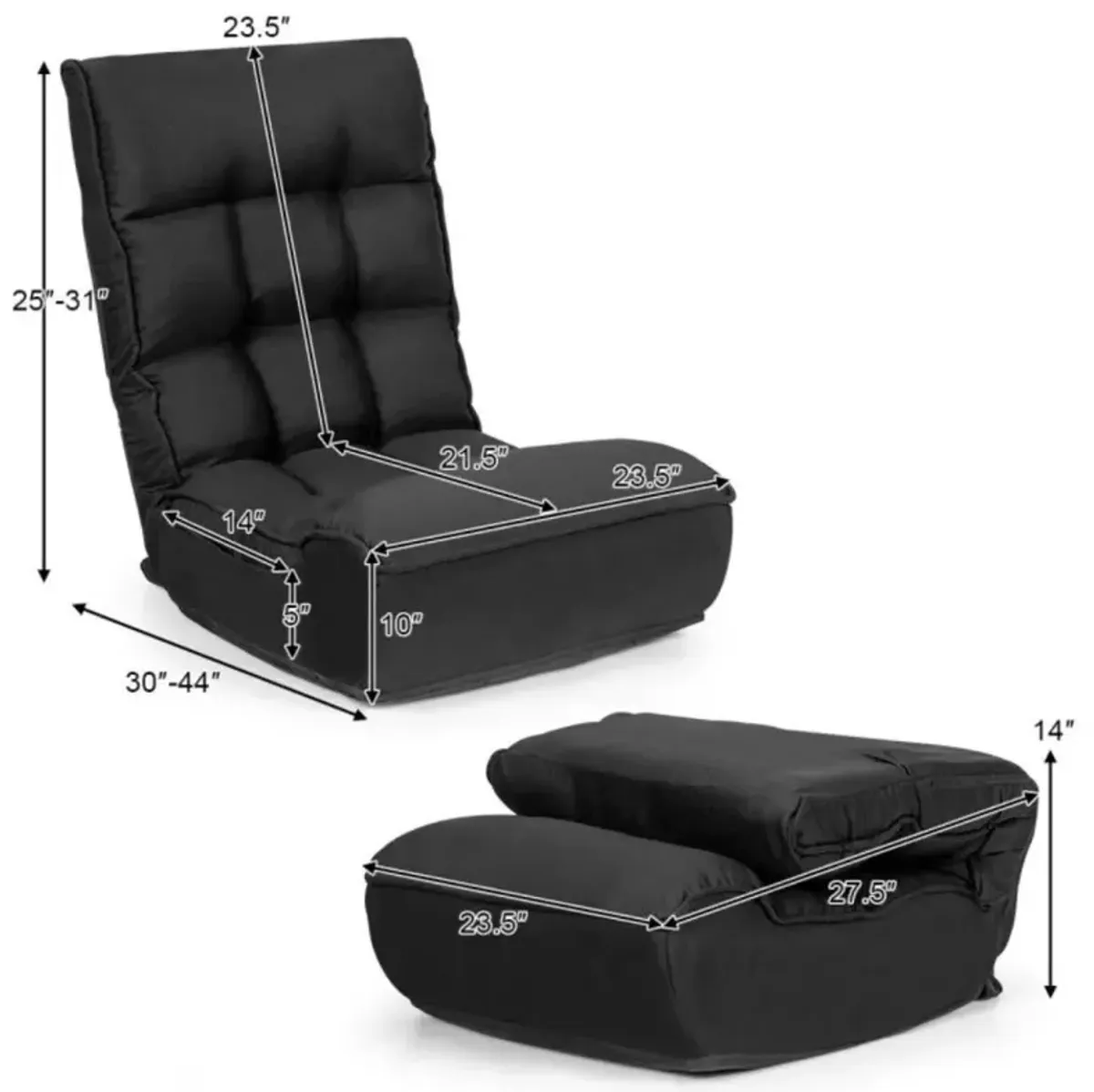 Hivvago 4-Position Adjustable Floor Chair Folding Lazy Sofa