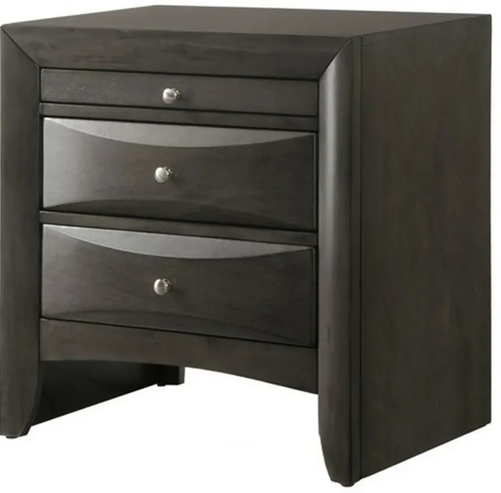 Wooden Nightstand with Two Drawers and Pull Out Tray, Brown-Benzara