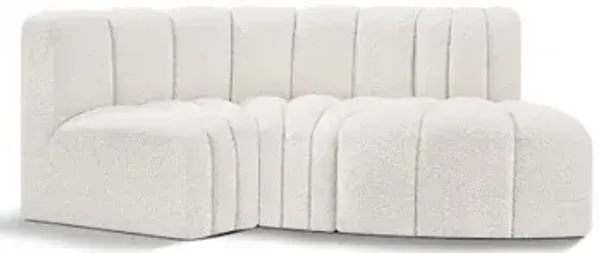 Meridian Furniture Arc Cream Boucle Fabric Modular Sofa